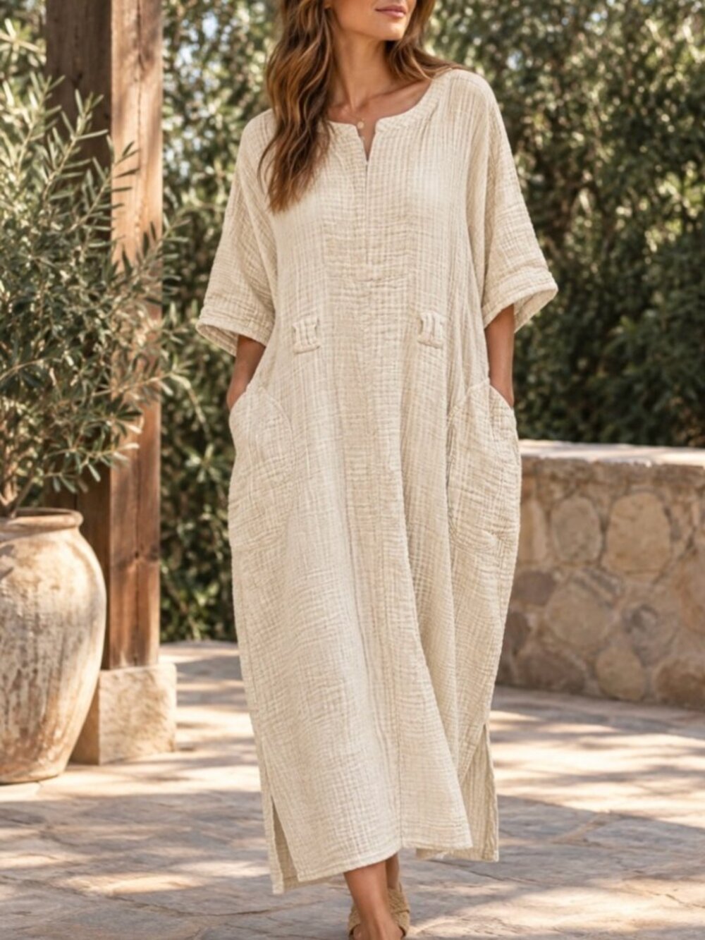 Odd Bird Co Ruya Tunic Dress Ivory Stripe Cotton Gauze Convertible L